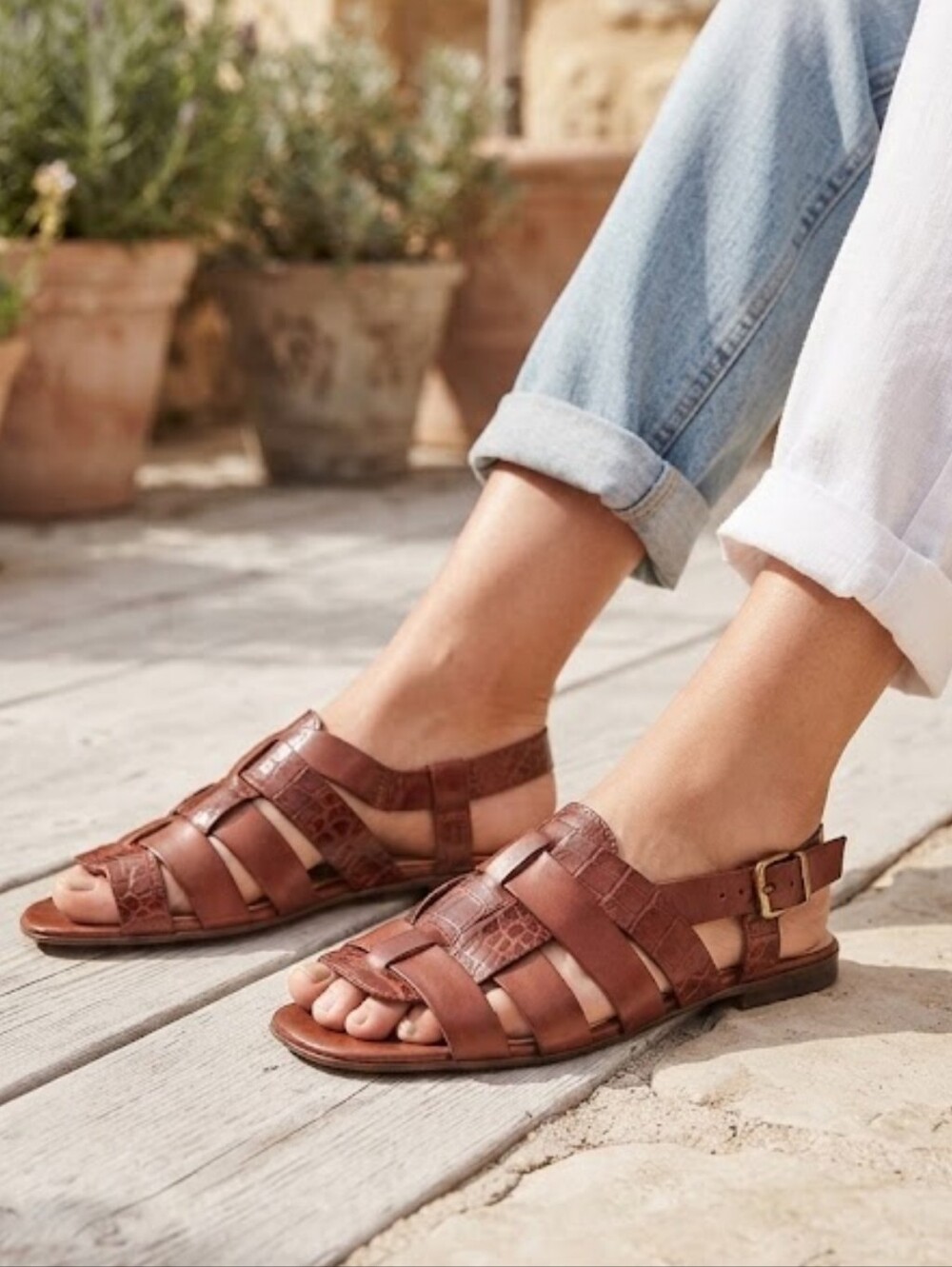 Vintage Bally Brown Croc Cognac Slingback Leather Sandals Size 10M